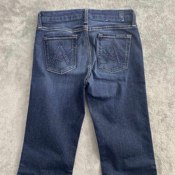 7 for all Mankind "A" Pocket Jeans Womens 26x33”Blue Denim Bootcut Low Rise Y2K - Picture 13 of 14
